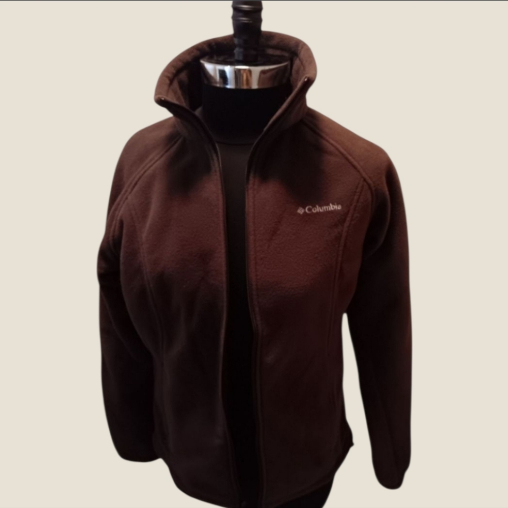 Columbia Fleece Jacket Women's Medium Brown Full-Zip Long Sleeve Zip Pockets